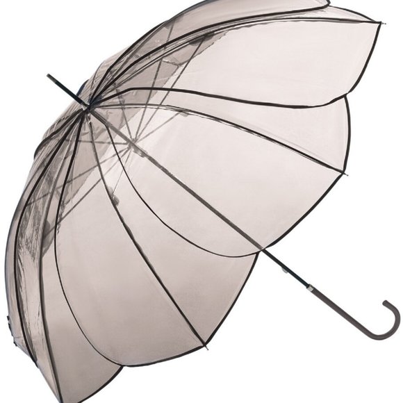 NWT Modern Dome Shaped Vinyl Clear Stick Umbrella Blooming Bouquet.Brown - Picture 1 of 1